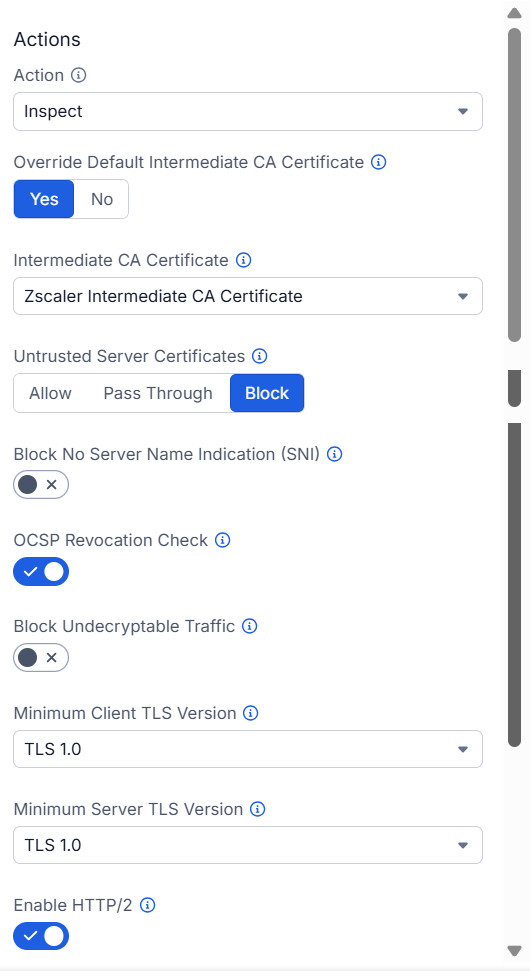 Configuring SSL/TLS Inspection Policy | Zscaler